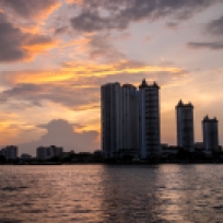 Wunderschöne Stimmung hinter der Skyline von Bangkok